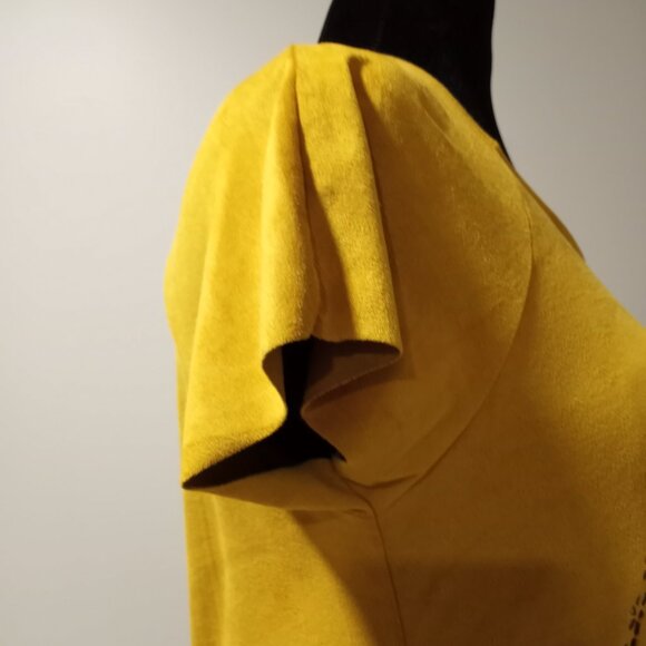 STELLA MORGAN MUSTARD TUNIC SHIFT DRESS ARTISAN WOMEN SIZE L - Picture 11 of 11